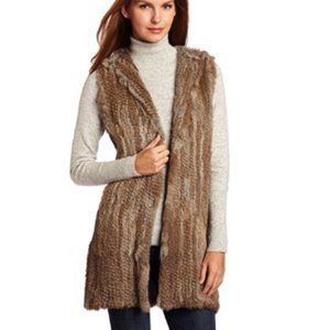 525 America Long Rabbit Fur Vest With Hood